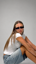   Noir black rectangle sunglasses, front view