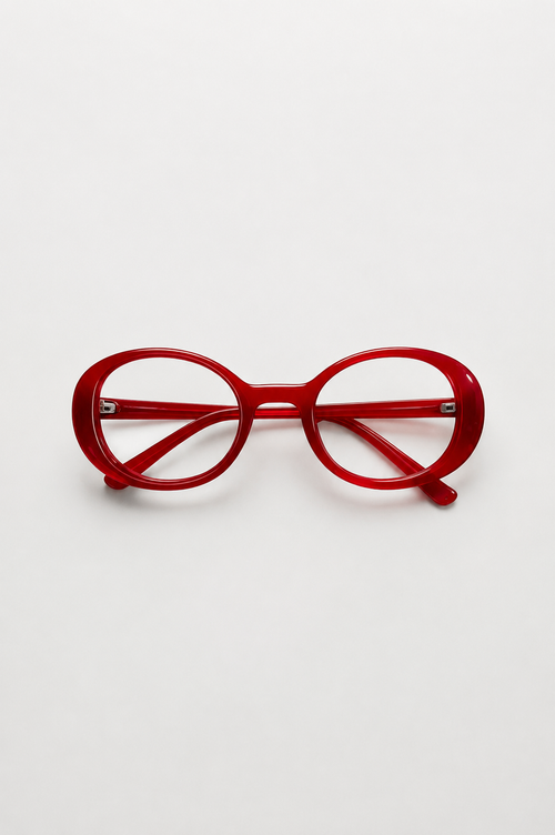 Capri red oval cat-eye sunglasses, front view
